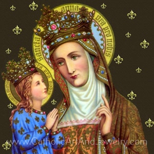 Saint Anne DeBupre – Saint Anne with Mary – Patron of Housewives, Mothers and Grandmothers – Archival Print – Catholic Art