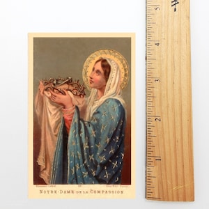 Nouveau ! Carte sainte - Notre-Dame de la Compassion - lot de 10/100/1000 - Carte sainte vintage restaurée