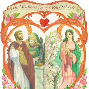 Die Legende des Heiligen Valentinstags - Basierend auf der Vintagen Heiligen Karte - Katholisches Valentinstagsgeschenk