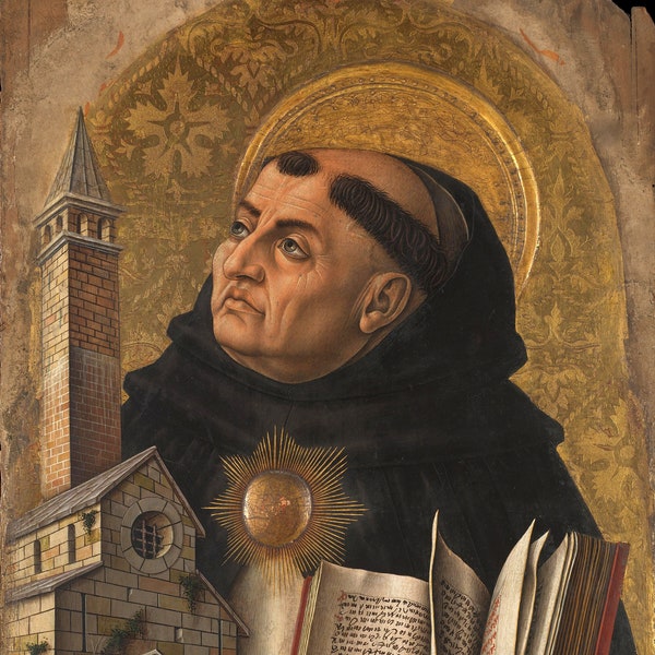 Saint Thomas d'Aquin par Carlo Crivelli - 3 tailles - Impression d'art catholique - Qualité d'archivage