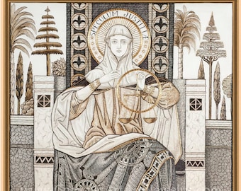 Espejo de Justicia – Speculum Justitiae – Bordados – Lámina católica vintage – Calidad de archivo