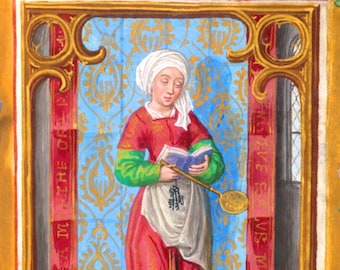 Die heilige Martha von Bethanien – Schutzpatronin der Hausfrauen – nach einer Buchmalerei – katholischer Kunstdruck – katholisches Geschenk für Sie