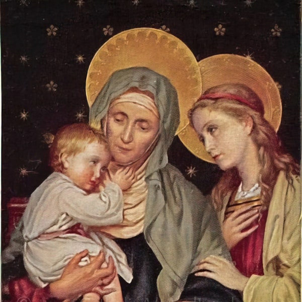 Saint Anne, Grandmother of the Church - Patron of Housewives, Mothers, and Grandmothers - Archival Print - Catholic Art