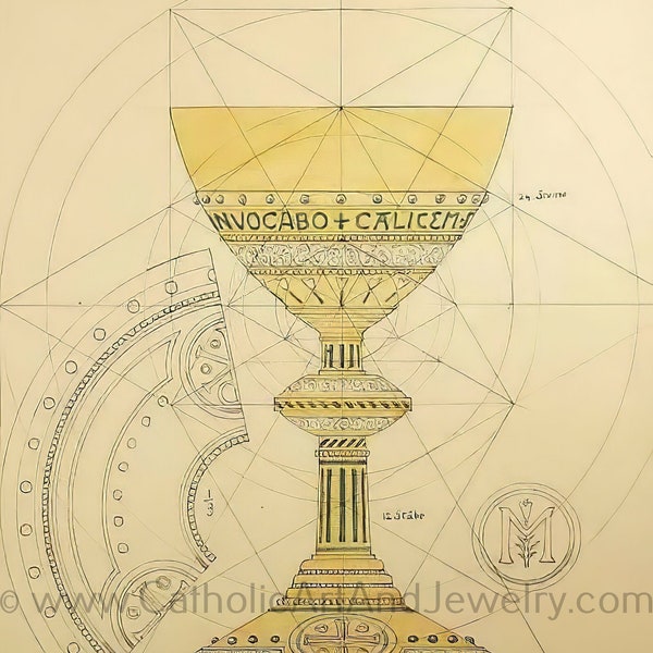 Eucharistic Chalice – from a Benedictine Abbey's design – Catholic Art Print –  Catholic Gift – Gift for Priest – Archival Quality
