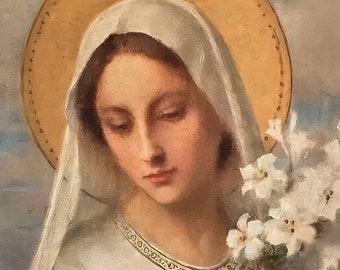 Virgin Mary With Lilies – 5 Sizes – Etienne Azambre – Catholic Art