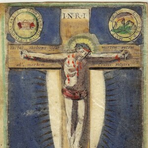 Crucifixion – from a 1700s Holy Card – Catholic Art Print – Archival Quality