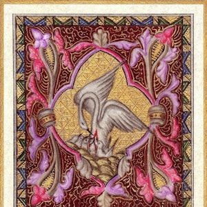 Christus liebt uns und wäscht uns in seinem Blut - Pelikan Symbol Christi - 4 Größen - katholisches Geschenk - Archivqualität