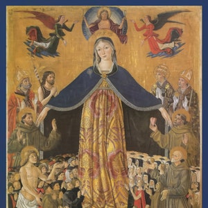 Nouveau ! Mère de la Miséricorde - Madonna della Misericordia - par Bartolomeo Caporali - Impression d'art catholique traditionnelle - Qualité archive