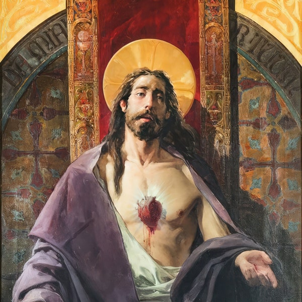 Jesus Sacred Heart  – by Francisco Laporta Valor – Catholic Art – Archival Quality