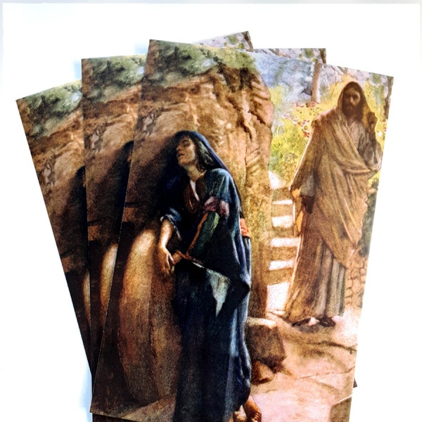 Mary Magdalene at the Empty Tomb Postcard / Holy Card – pack of 3, 10, or 100 – by Harold Copping – Viintage Catholic Art