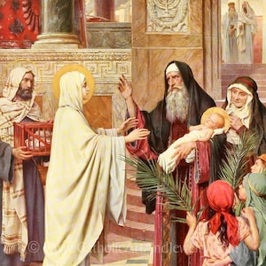 De presentatie – door Jozef Janssens – Het vierde mysterie van de rozenkrans – Katholieke kunstdruk – Katholiek geschenk