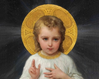 Jesus als Kind – von Émile Munier – Schönes katholisches Kunstwerk – Katholisches Geschenk – Archivqualität