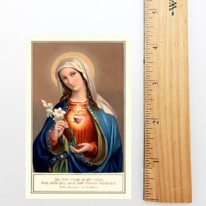 Cœur Immaculé de Marie – Neuvaine au dos – lot de 10/100/1000 – Carte sainte vintage restaurée