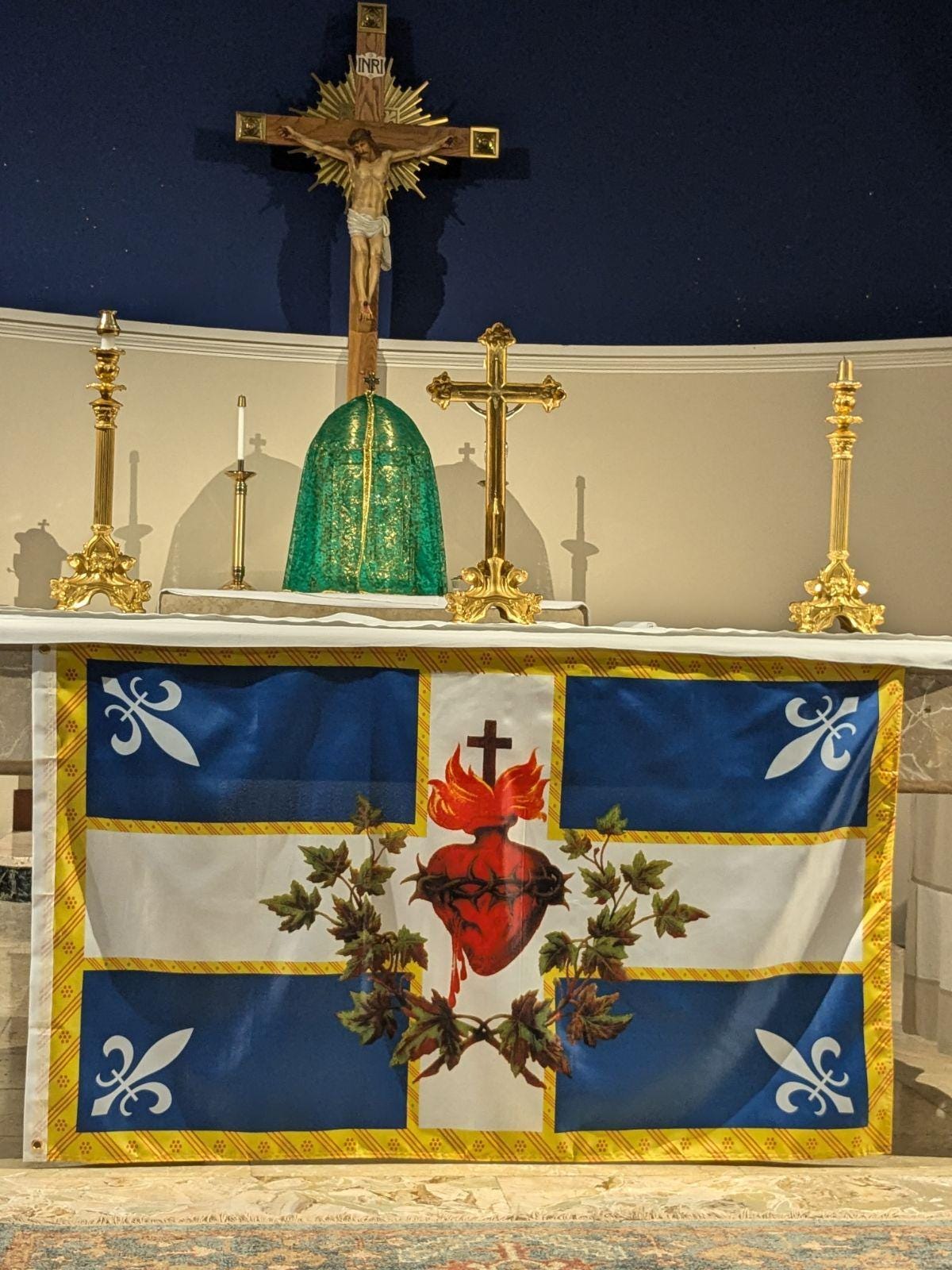 Drapeau De Table France Sacré Cœur - Petit Drapeau Catholique Avec Socle, 21x14 Cm - 8