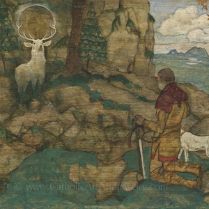 St. Hubert – Patron of Hunters – Egon Schiele – Catholic Art Print – Archival Quality