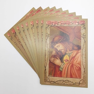 Jesus Carrying the Cross  Postcard – 3 / 10 / 100 – based on a Vintage Holy Card – Victorian Catholic Art – Catholic Holy Card