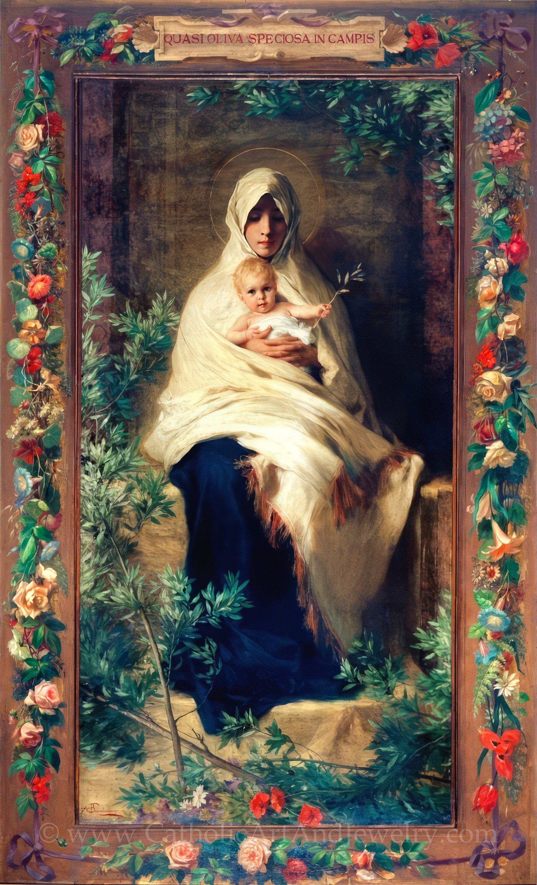 E'douard es Mac-avoy 【マリアンヌ】肉筆油彩画 Our Lady of the Olives by Nicolò Barabino -- Beautiful Catholic