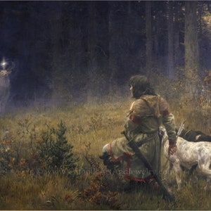 Nouveau ! Saint-Hubert – Patron des chasseurs – Wilhelm Räuber – Impression d'art catholique – Qualité archive