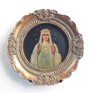 New! Immaculate Heart of Mary by Fritz Kunz – Framed – 4.25x4.25"
