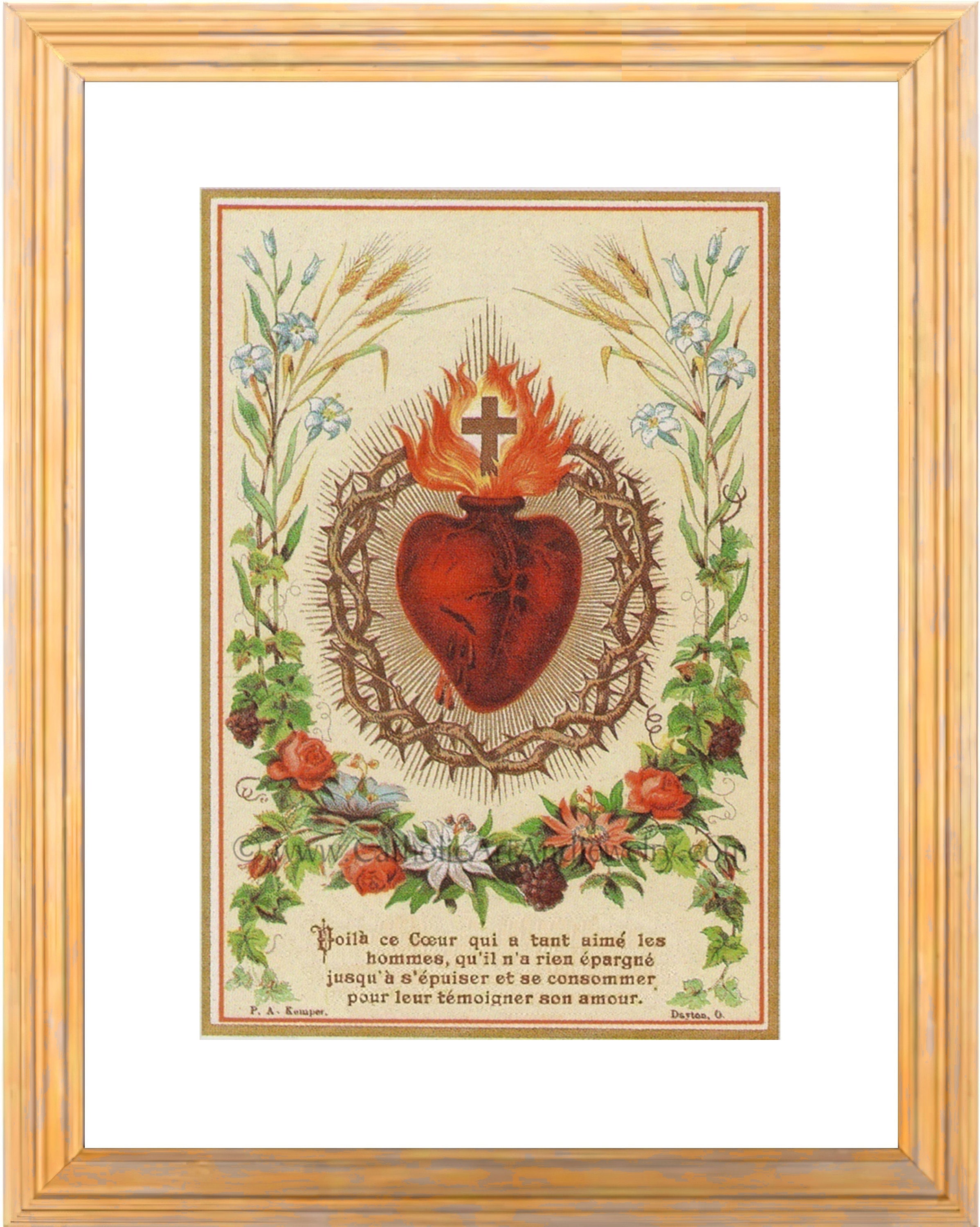 Sacré-cœur De Jésus – 21.59 X 27.94 Cm – D'une Ancienne Carte