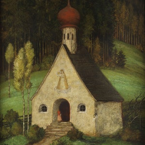 Child Entering the Chapel of Jesus and Mary – Matthäus Schiestl – Catholic Art Print – Archival Quality