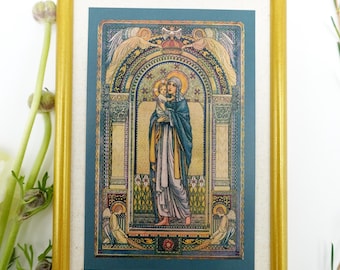 New! Madonna and Child – by Jean Antoinette LaBrousse – Framed Holy Card – Catholic Keepsake