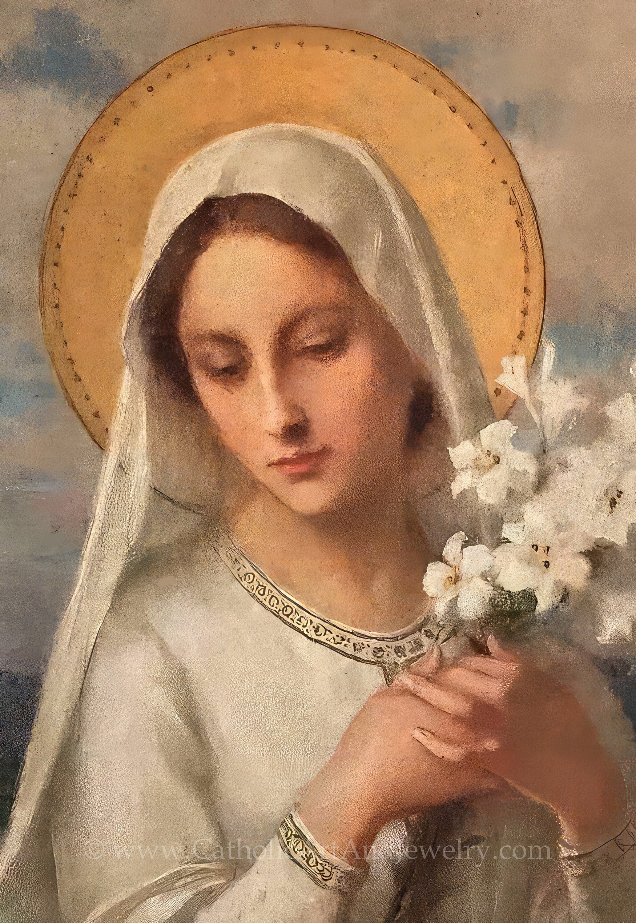 Virgin Mary With Lilies – 5 Sizes – Etienne Azambre – Catholic Art