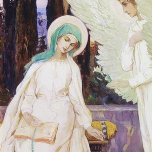 L'Annunciazione di Mikhail Nesterov 1901 – Stampa d'arte cattolica d'epoca – Qualità d'archivio