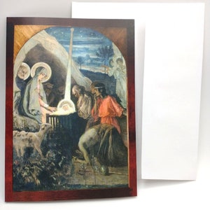 Weihnachtskarte – Die Geburt Christi – "Komm lasst uns Himmlisch sein" – 13x18cm gefaltet – mit Umschlag – 1 / 10 / 50 / 100 – von Michail Nesterov