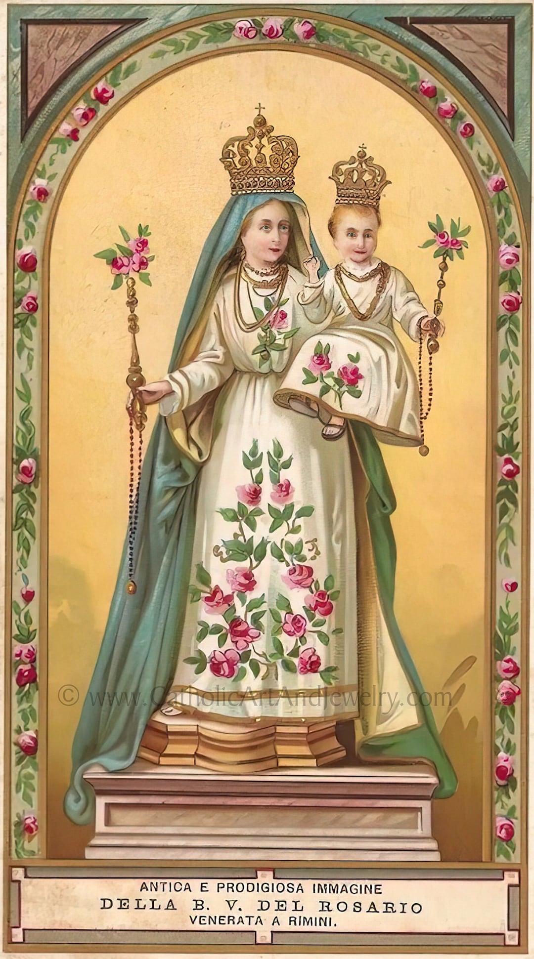 Our Lady of the Rosary – Based on a Vintage Italian Holy Card ...