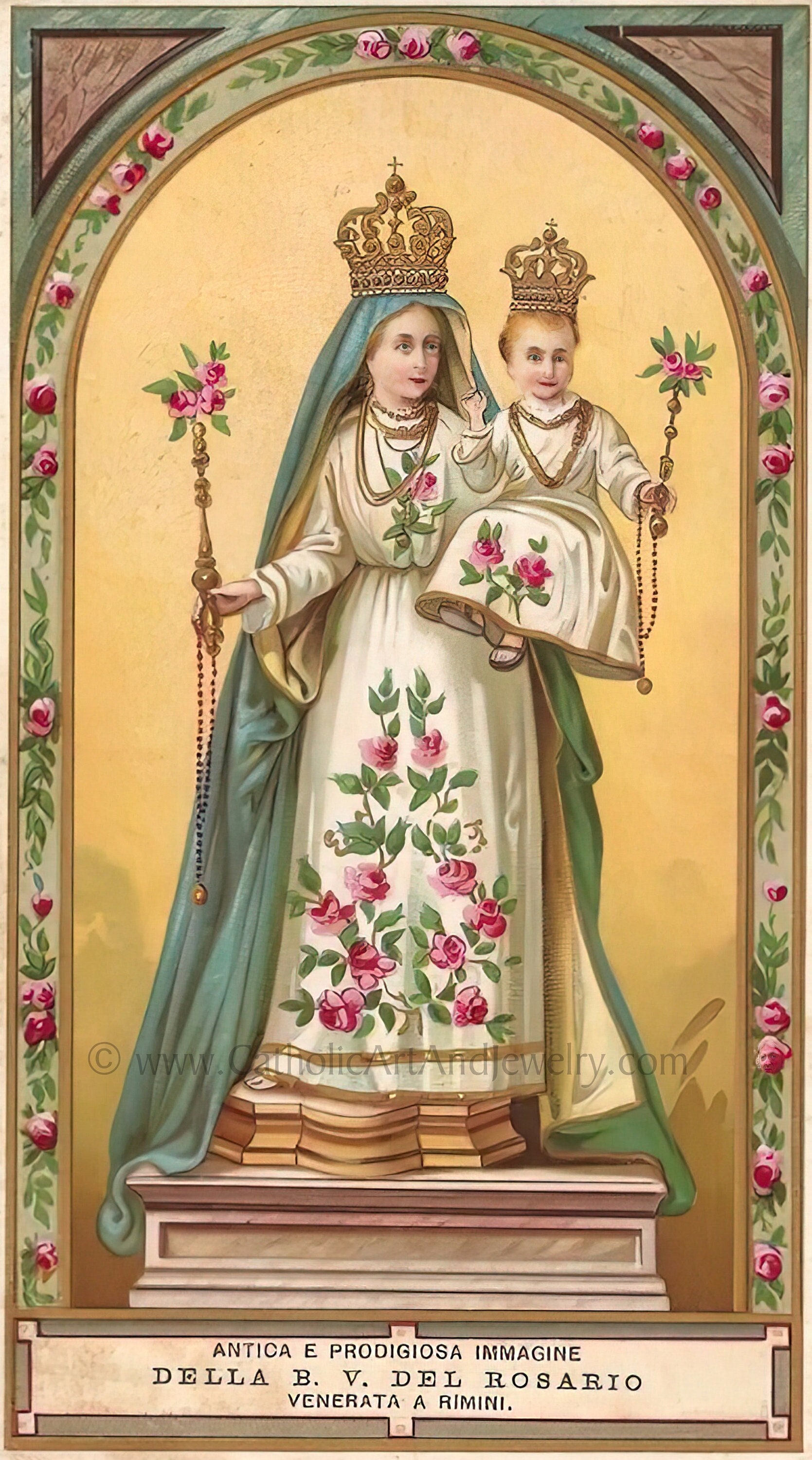 Our Lady of the Rosary – Based on a Vintage Italian Holy Card ...