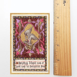Neu! Christus liebt uns und wäscht uns in seinem Blut - Pelikan Symbol Christi - Aquinas - Packung mit 10/100/1000 - Restaurierte Vintage heilige Karte