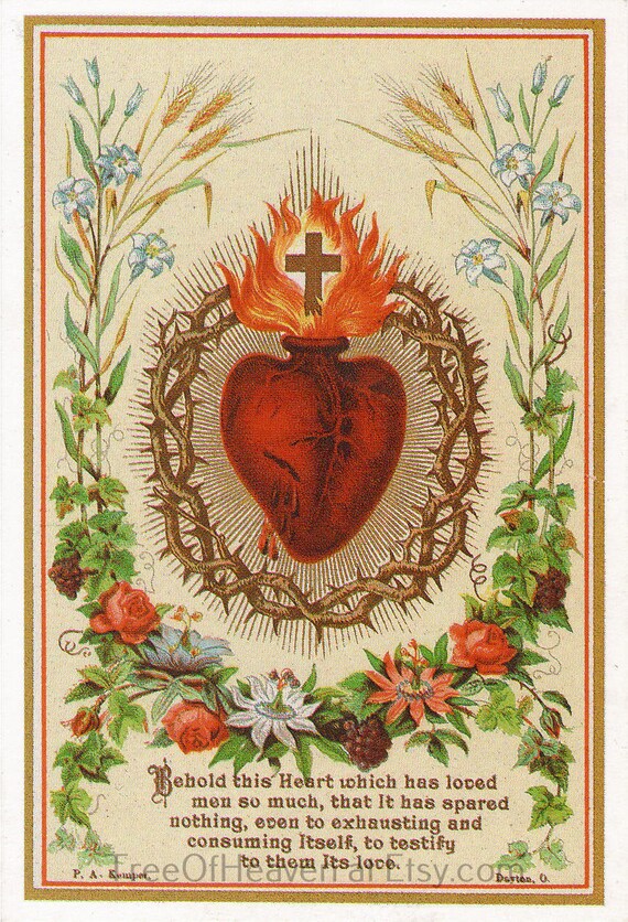 Sacred Heart of Jesus 8 5x11 based on a Vintage Holy Etsy Sacred Heart of Jesus 8 5x11 based on a Vintage Holy Etsy