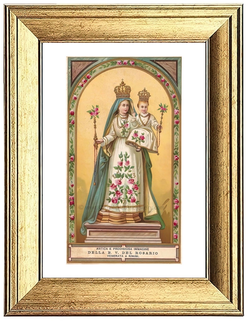 Our Lady of the Rosary Based on a Vintage Italian Holy Card - Etsy