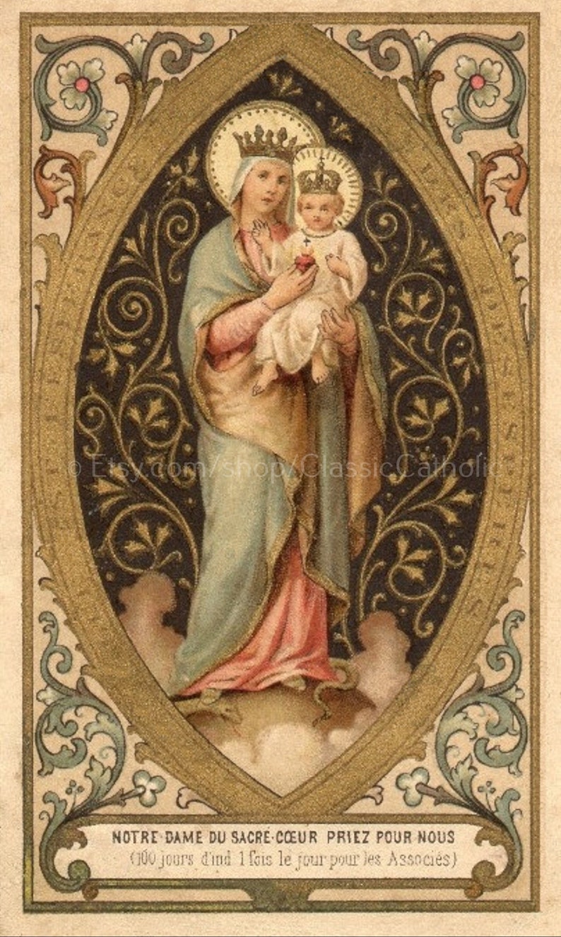 Our Lady of the Sacred Heart 2 sizes based on a Vintage image 0