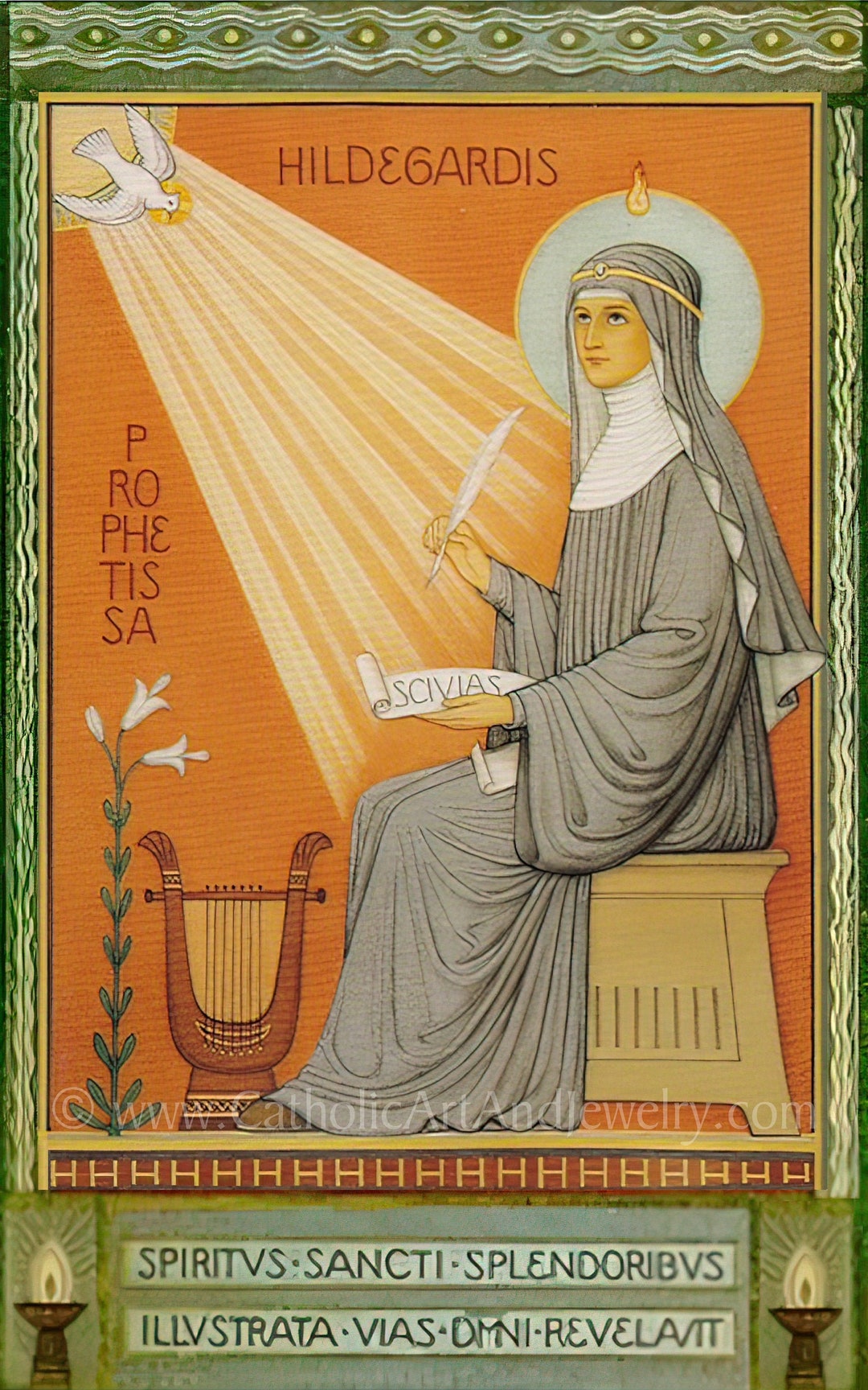 Hildegard of Bingen Based on a Vintage Holy Card Catholic Art Print Etsy