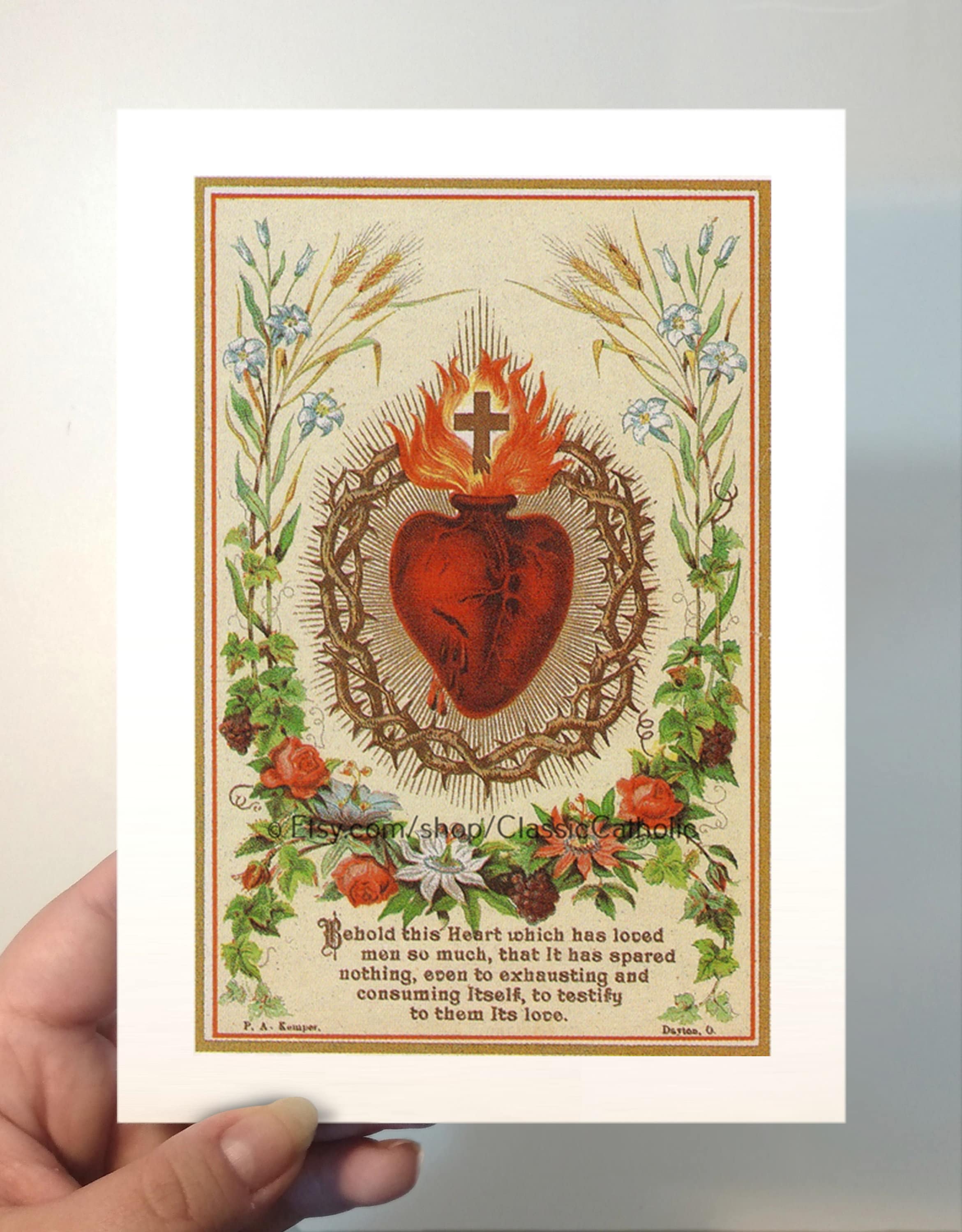 Sacred Heart of Jesus – Based on a Vintage Holy Card – Catholic
