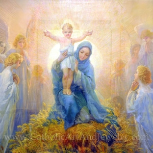 Adoración de los Ángeles – Cleto Luzzi – Lámina de Arte Católico – Regalo Católico – Calidad de Archivo – Arte Navideño