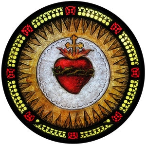 Sticker–Sacred Heart of Jesus – from Stained Glass – Catholic Sticker –  High Quality Vinyl