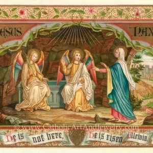 Novità! È Risorto! Alleluia! – basato su un'immagine sacra d'epoca – Stampa d'arte cattolica – Qualità d'archivio