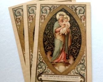 Our Lady of the Sacred Heart  Postcard – 3 / 10 / 100 – based on a Vintage Holy Card – Victorian Catholic Art – Catholic Holy Card