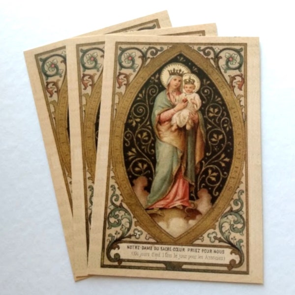 Our Lady of the Sacred Heart  Postcard – 3 / 10 / 100 – based on a Vintage Holy Card – Victorian Catholic Art – Catholic Holy Card