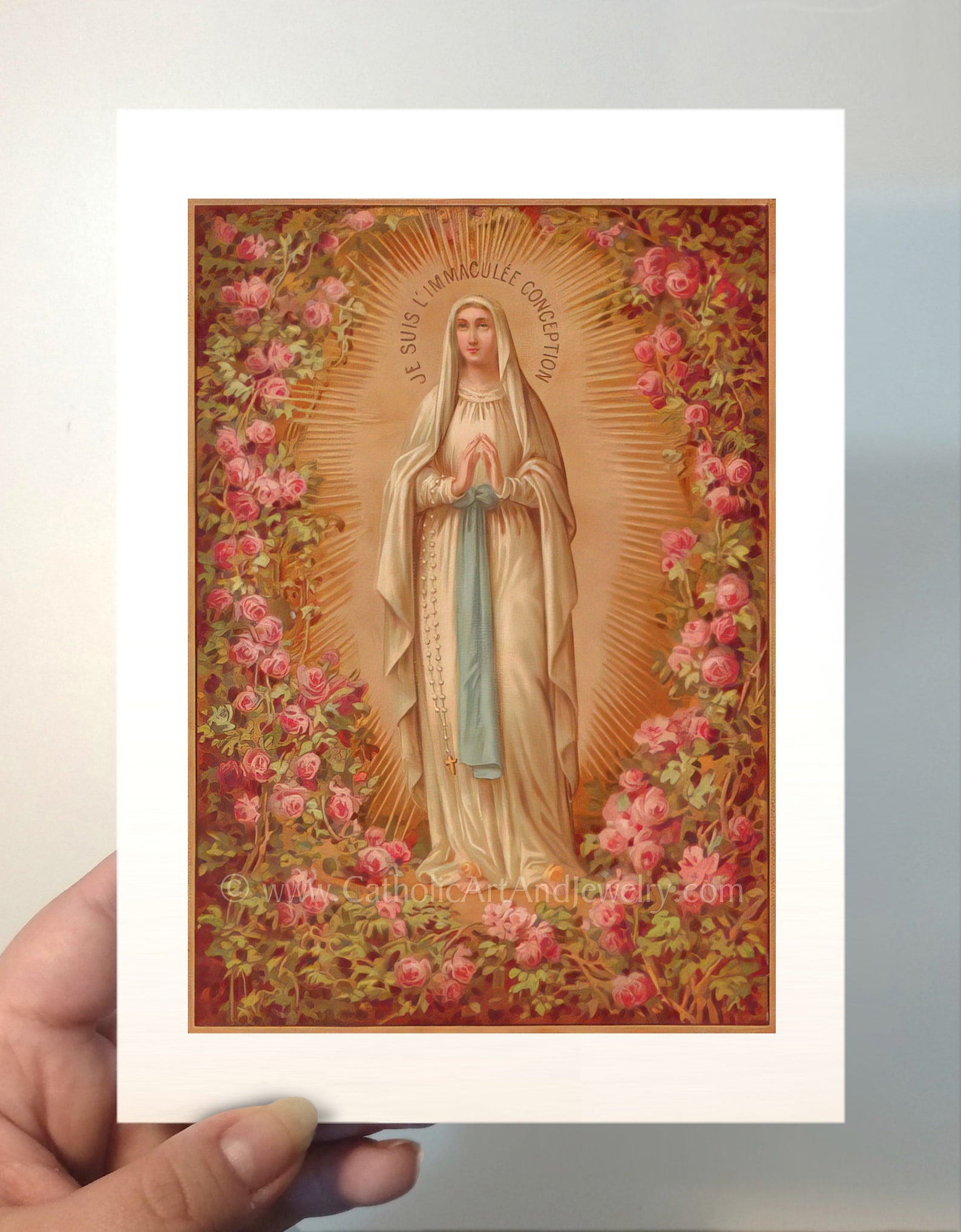 Our Lady of Lourdes Roses – Based on a Vintage French Holy Card ...