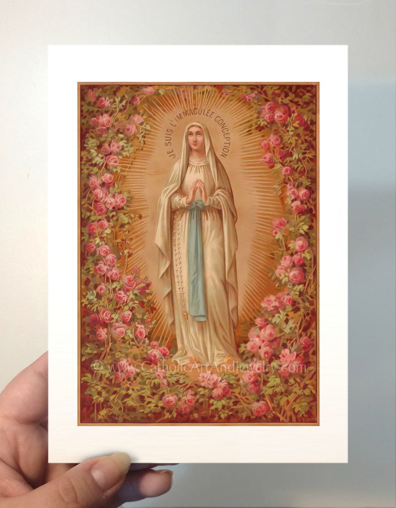 Our Lady of Lourdes Roses – Based on a Vintage French Holy Card ...
