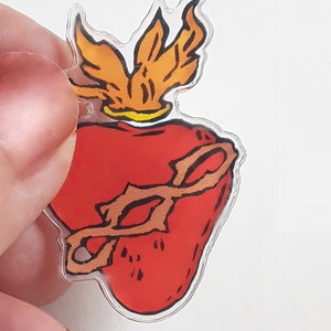 Sacred Heart Pin -- Acrylic --  Good Quality