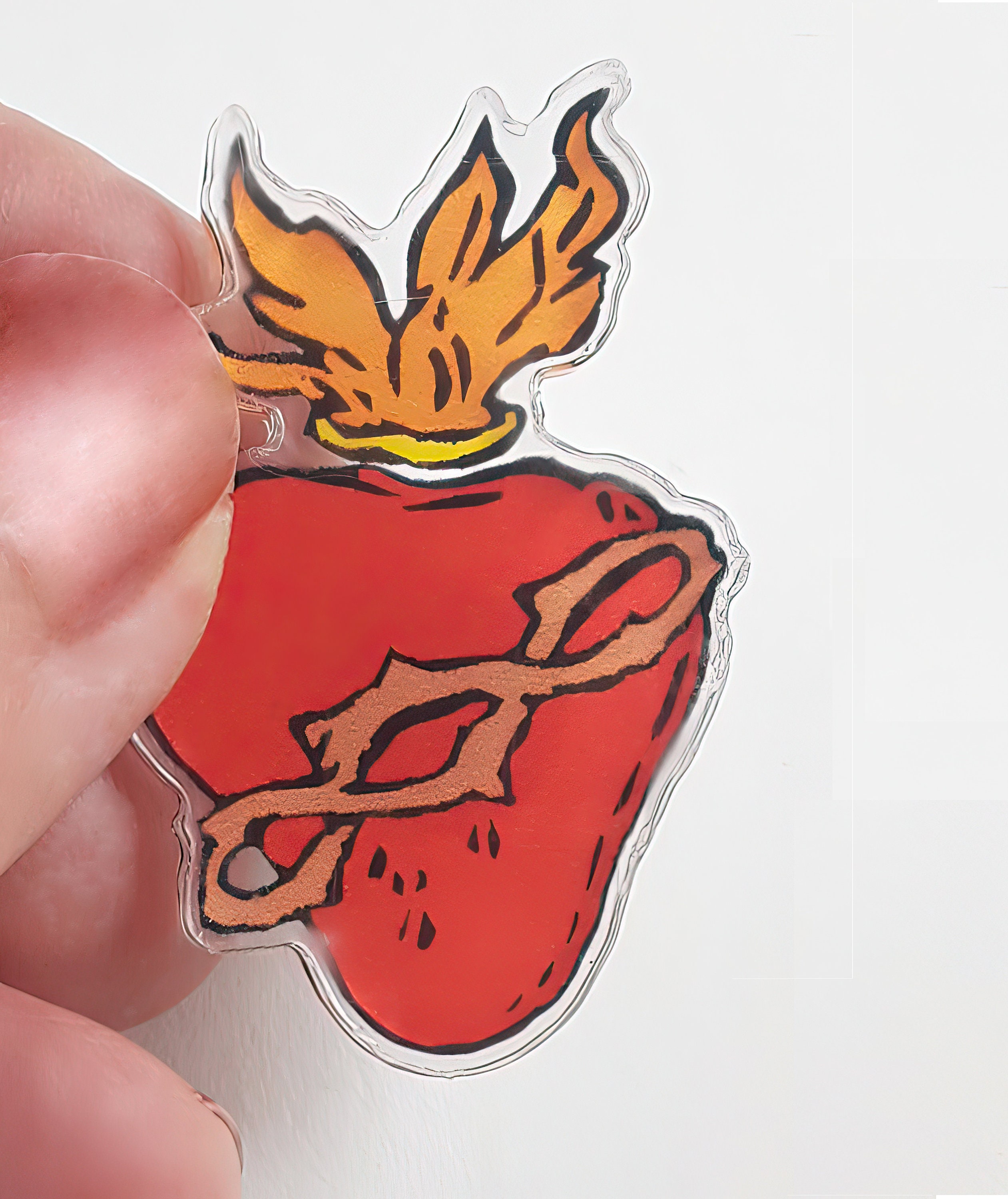Sacred Heart Pin -- Acrylic --  Good Quality