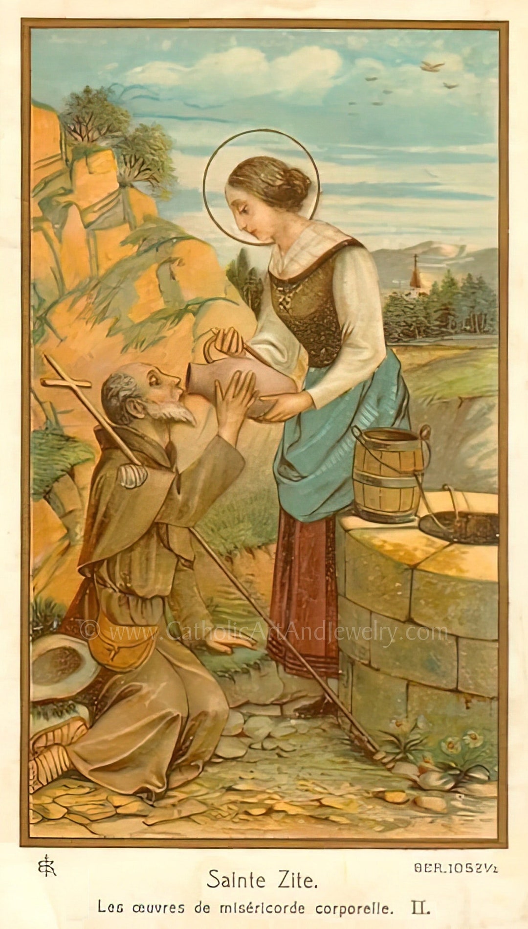 St Zita Based on a Vintage French Holy Card 3 Sizes Catholic Gift