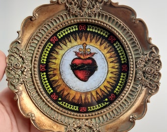 New! Sacred Heart – Framed – 4.25x4.25&quot;