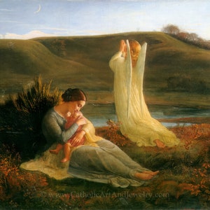 Ángel de la guarda – por Louis Janmot – Hermosa obra de arte católica – Regalo católico – Calidad de archivo