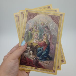 Novità! Cartolina di Natale Joy Noel / Cartolina sacra 4x6 – confezione da 3, 10 o 100 – basata su una cartolina cattolica d'epoca – Arte cattolica vittoriana